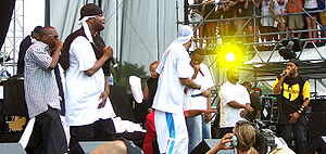 Members of the Wu-Tang Clan and their affiliates performing at the Virgin Festival in Baltimore (2007)
