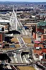 The bridge and the northern portion of the Rose Fitzgerald Kennedy Greenway