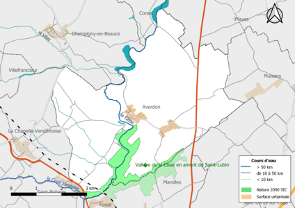 Carte de la zone Natura 2000 de type SIC localisées sur la commune.