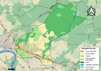 Carte des infrastructures et de l'occupation des sols de la commune en 2018 (CLC).