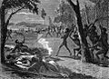 Image 12"Night attack of the natives on Lake Hope" (1866 wood engraving) (from History of South Australia)