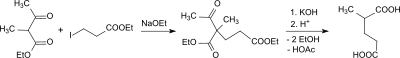 2-Methylglutarsäure durch Acetessigester-Synthese