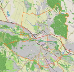 Mapa konturowa Czerniowca, po prawej nieco na dole znajduje się punkt z opisem „Monaster Horecza”