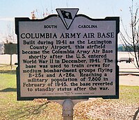 Columbia Army Air Base historical marker