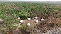 View of Bénoué huts from drone