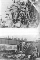 When the south abutment of the East Salamanca yard's bridge across the Great Valley Creek failed on 20 September 1912, half of the bridge dropped, and so did the train on it. (See text below.)