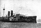 The Spanish Armored Cruiser Infanta Maria Teresa after the Battle of Santiago de Cuba.