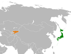 JapanとKyrgyzstanの位置を示した地図