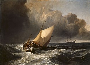 Dutch Boats in a Gale, 1801, oil on canvas. For his painting Turner drew inspiration from the art of Willem van de Velde the Younger