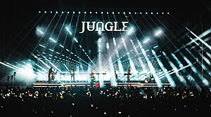 Jungle performing in New York in 2023