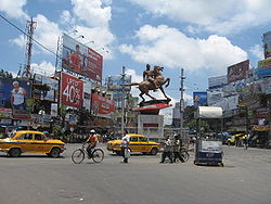 Shyambazar five point crossing with the statue of Netaji Subhash Chandra Bose