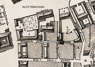 Kvarteret Europa 1771 (1: Indebetouska tomten, 2: Stora Bollhuset, 6. Tessinska palatset)