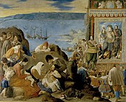 胡安·包蒂斯塔·麥諾（英语：Juan Bautista Maíno）的《奪回巴伊亞（英语：The Recovery of Bahía de Todos los Santos）》，309 × 381cm，約繪於1635年，1827年始藏，專為腓力四世所作，來自布恩·麗池宮的君王大廳[62]