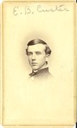 Albumen carte-de-visite photograph of Bates as a West Point cadet, addressed to Elizabeth Bacon Custer, circa 1863