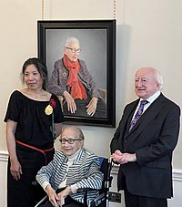 Miseon Lee, Catherine McGuinness, President Michael D Higgins at the National Gallery of Ireland
