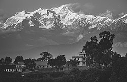 The Ganesh Himal mountain range as seen from Bandipur, Central Nepal. November 19, 2017