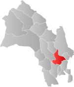 Mapa do condado de Buskerud com Modum em destaque.