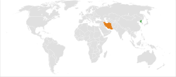 Map indicating locations of North Korea and Iran