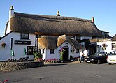 A thatched pub, The Williams Arms, near Braunton, North Devon, England