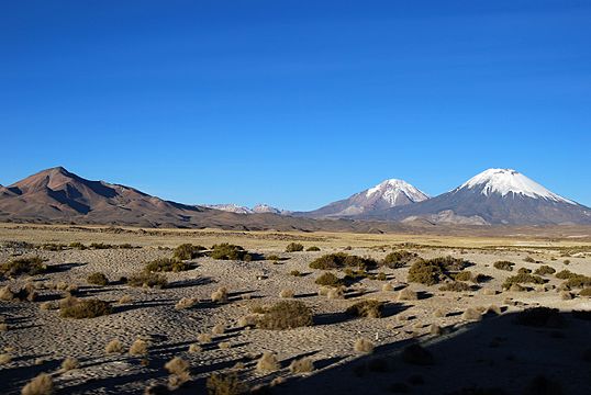 Parinacota on the right and Pomerape just right of the centre