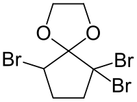 Strukturformel von 2,2,5-Tribromcyclopentanonethylenketal