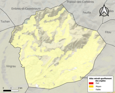 Carte des zones d'aléa retrait-gonflement des argiles.