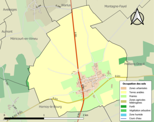 Carte en couleurs présentant l'occupation des sols.