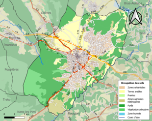 Carte en couleurs présentant l'occupation des sols.