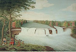 A View of the Casconchiagon or Great Seneca Falls, Lake Ontario, taken 1766 by Thomas Davies