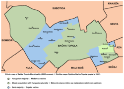 Map of the Bačka Topola municipality showing the location of Bački Sokolac