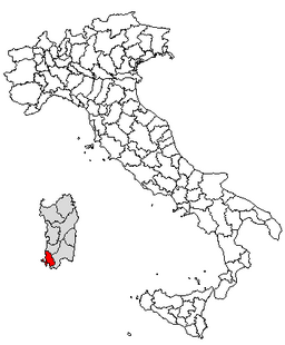 Karta över Italien med Provincia di Carbonia-Iglesias markerat