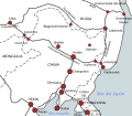 Changchún en mapa del ferr. Transmanchuriano