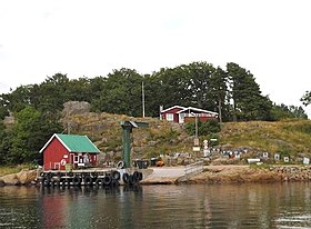 Le quai du ferry à Veierland