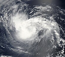 A satellite image of a tropical storm over the Eastern Pacific Ocean