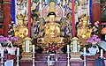 Wooden Seated Amitabha Buddha Triad