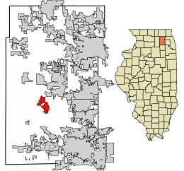 Location of Elburn in Kane County, Illinois.