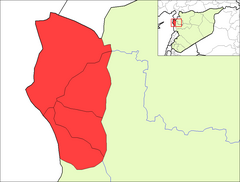 Provinsens läge i Syrien, med distrikten markerade.