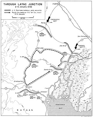 A map of the area around Dinalupihan in January 1942