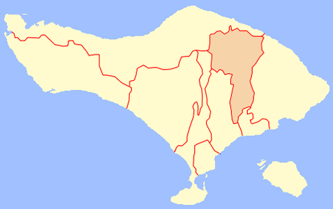 Map of Bangli Regency in Bali