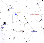 Karta som visar platsen för Messier 92 på den tvådimensionella himlen, i östra Herkules.