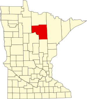 Map of Minnesota highlighting Itasca County