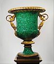 Monumental Neoclassical vase; by Pierre-Philippe Thomire; early 19th century; Russian malachite, composite filling material, gilt-bronze mounts and bronze pedestal; height with pedestal: 277.5 cm; Metropolitan Museum of Art