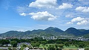 熊本城天守閣から見て西方の金峰山周辺の市街地