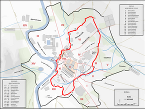 Carte de la Rome antique montrant la localisation de Porte Capène.