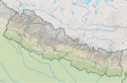 Location of the frozen lake Gorakshep in Nepal.