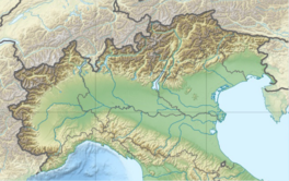 Map showing the location of Marmolada Glacier