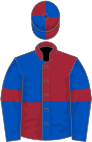 Maroon and royal blue (quartered), royal blue sleeves, maroon armlets