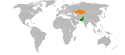 Map indicating locations of Pakistan and Kazakhstan