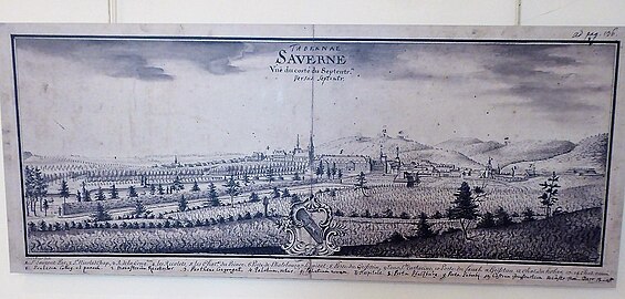 View of Saverne, the château and its park by Jean-Martin Weiss in 1751