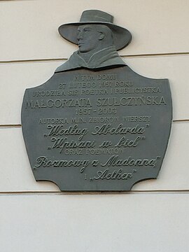 Plaque in memoriam of Malgorzata Szulczynska